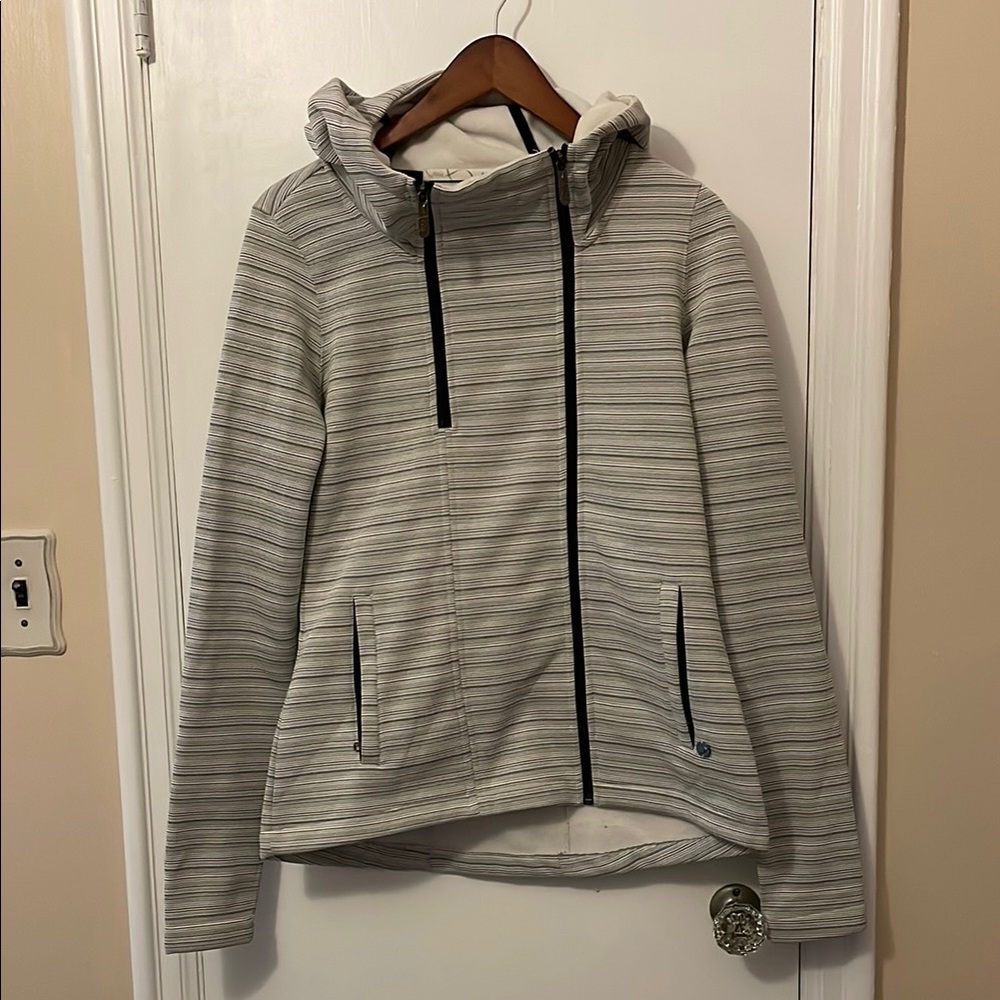 Striped Gray Women's Asymmetrical Zip Hoodie